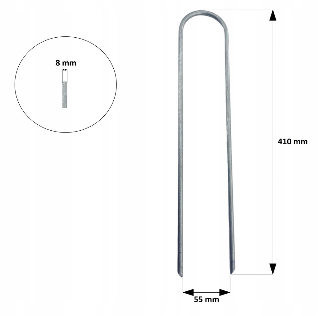 Szpilki kotwy do trampoliny drut 8 mm DŁUGIE 41 cm