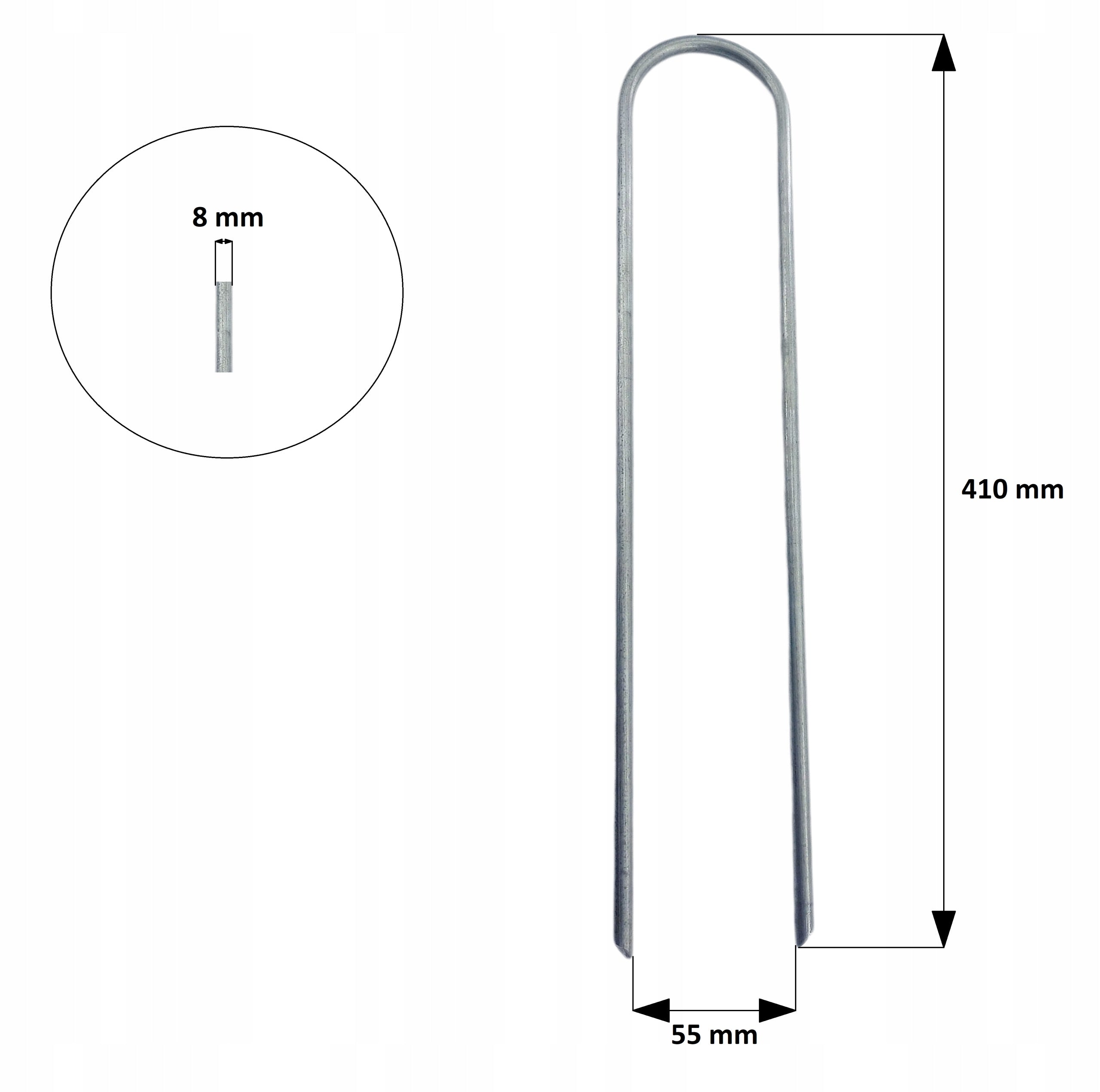 Szpilki kotwy do trampoliny drut 8 mm DŁUGIE 41 cm